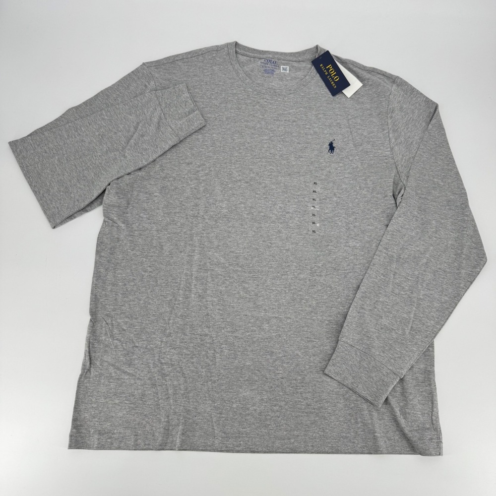 Polo Ralph Lauren Mens XL Grey Heather Long Sleeve Pony Logo T-Shirt NWT - Picture 2 of 6